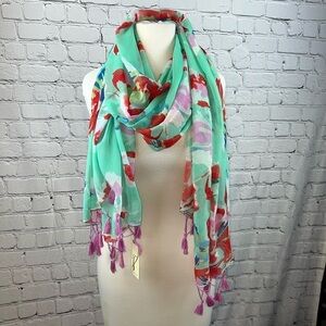 Soft PISTACHIO Scarf with Tassels 38x68”